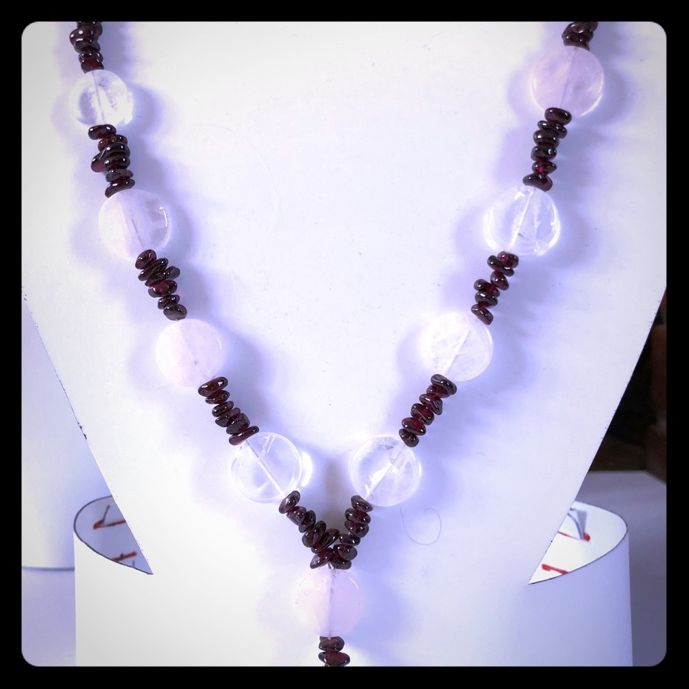 Genuine Quartz and Genuine Garnet Necklace